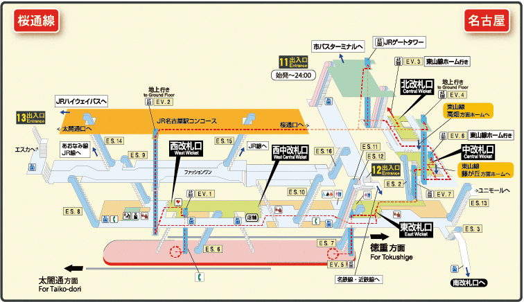 地下鉄名古屋駅桜通線構内地図